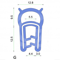 Siliconen klemprofiel met kraal | blauw | FDA keur | 22 x 12,8 mm | klem 1,0 - 3,0 mm | rol 25 meter